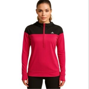 Adidas pink/black hooded pullover jacket, M